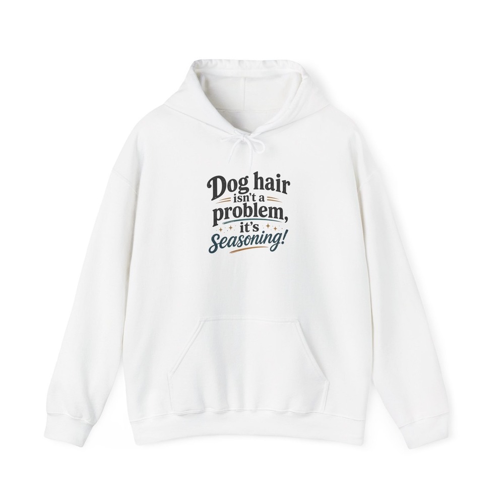 3 Dog Acres Gildan 18500 White Dog Hair Seasoning Hooded Sweatshirt Mens